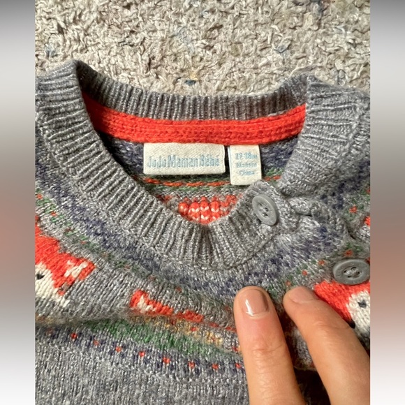 JoJo Maman Bebe Fox Cashmere Wool Sweater- 12-18m - Picture 4 of 8